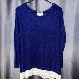 Navy Sweater with Lace